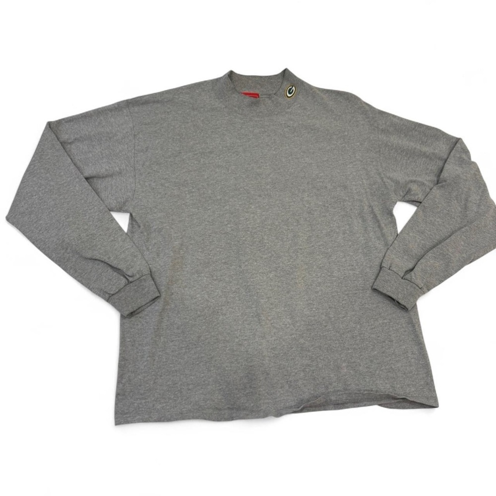 Vintage Green Bay Packers NFL Mock Neck Long Sleeve Shirt Men's Large Gray
